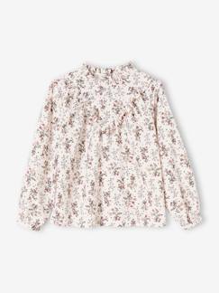Mädchen-Hemd, Bluse, Tunika-Mädchen Bluse mit Volantkragen, Blumen