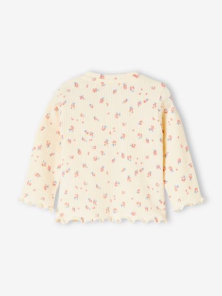 Mädchen Baby Shirt aus Rippenjersey beige bedruckt+rost 