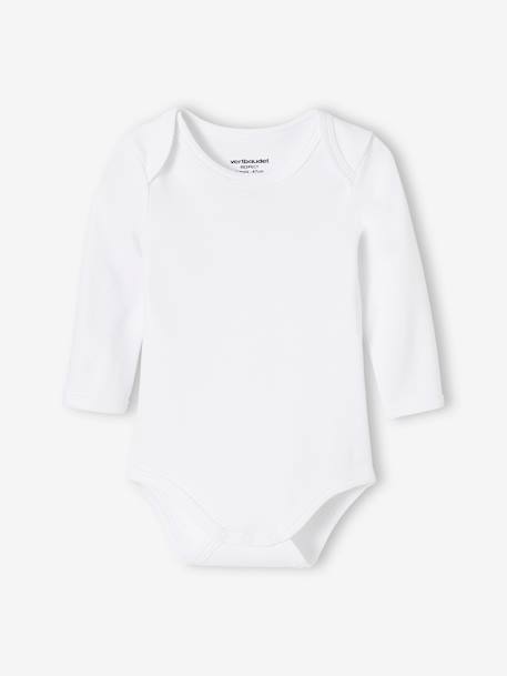 Lot de 3 bodies bébé en coton bio manches longues ouverture US BASICS lot blanc 