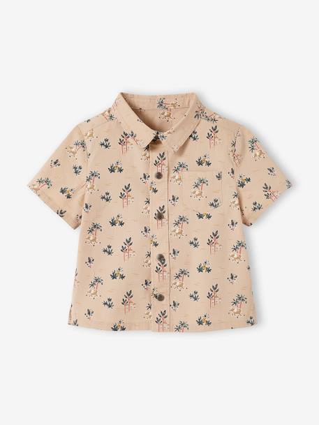 Ensemble chemise et short bébé taupe clair imprimé 