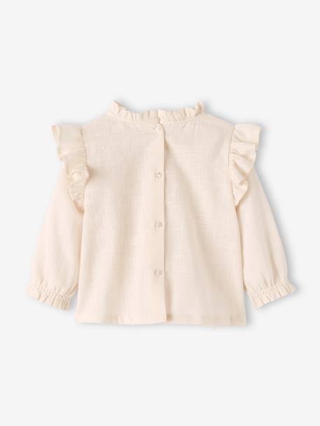 Mädchen Baby Bluse mit Volants, Struktureffekt hellbeige 