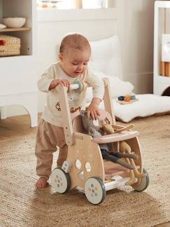 Geburtstagsgeschenke-Spielzeug-Babypuppen und Puppen-Babypuppen und Zubehör-Lauflernwagen mit Puppensitz, Holz FSC®