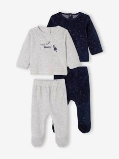 Lot de 2 pyjamas en velours bébé garçon motifs planètes phosphorescents