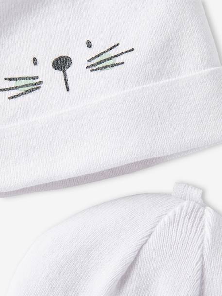 Lot de 2 bonnets bébé en coton blanc 