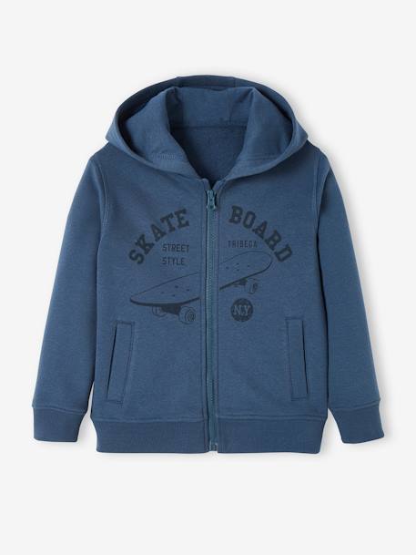 Jungen Kapuzensweatjacke, Skater Oeko Tex® BASICS graublau+graublau+schwarz meliert+weiß meliert 