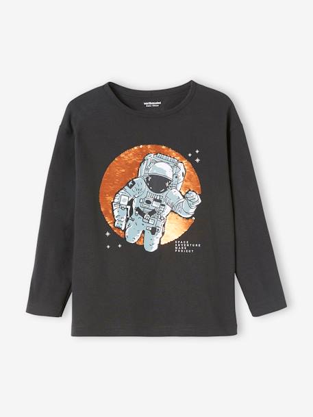 Jungen Shirt mit Wendepailletten anthrazit astronaut+grau meliert 