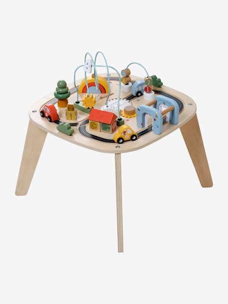 Table d'activités circuit de voitures en bois FSC® beige 