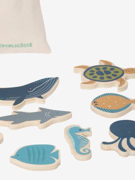 Set d'animaux marins en bois FSC® bleu 
