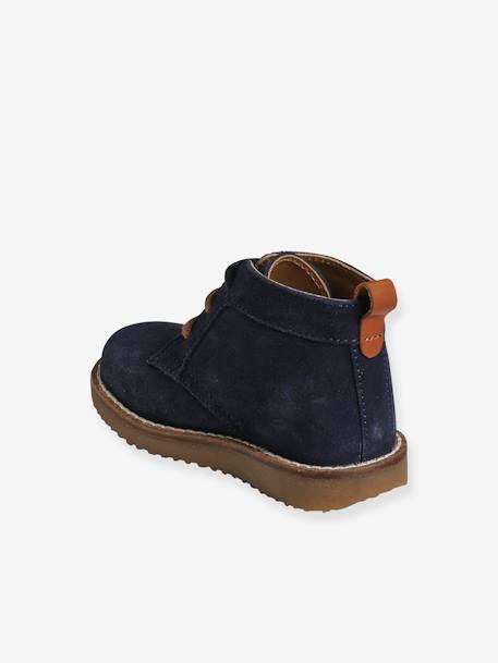 Bottines lacées cuir bébé bleu marine 