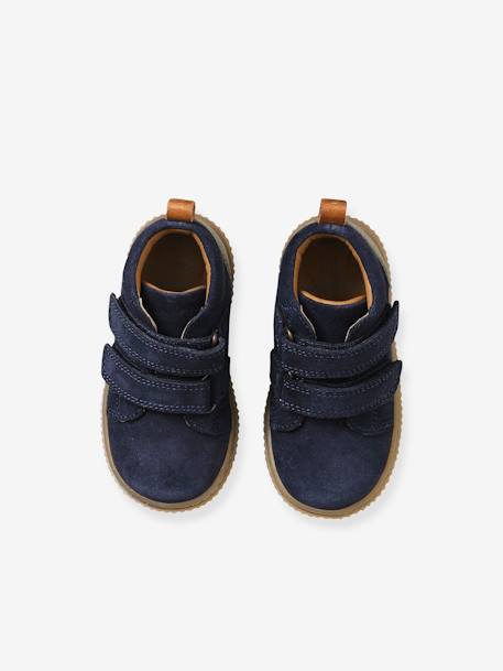 Jungen Baby Boots, Klettverschluss dunkelblau+graubeige+KOGNAK 