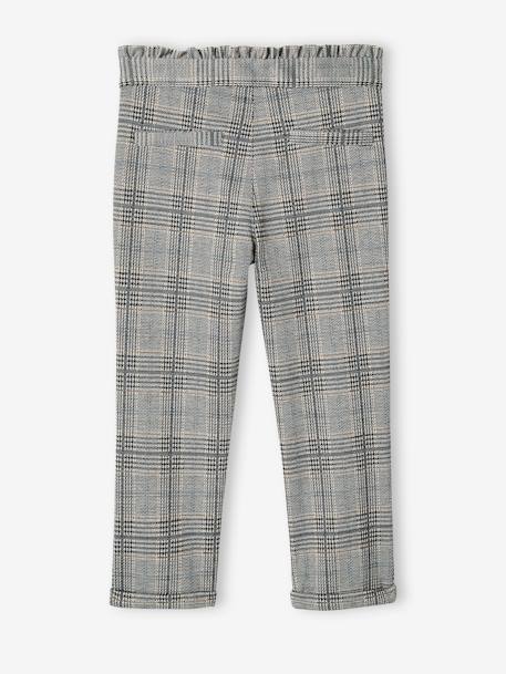 Pantalon à carreaux en lainage fille gris carreaux 