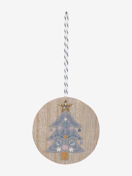 6er-Set Weihnachtsanhänger „Skandinavische Weihnachten“, Holzscheiben natur 
