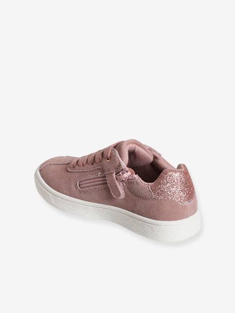 Mädchen Sneakers mit Reissverschluss, Glitzer rosa 