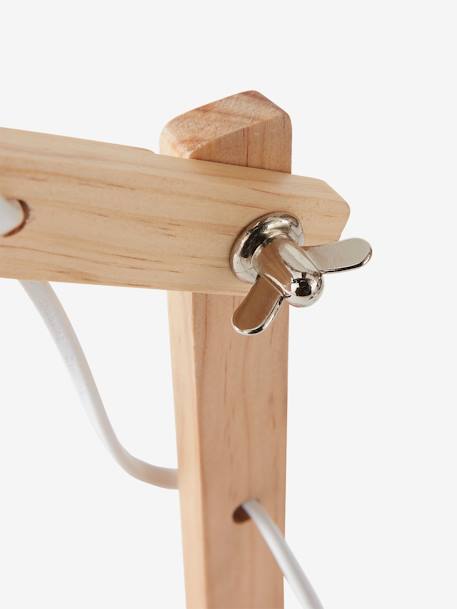 Lampe de bureau bois et métal blanc+rose 