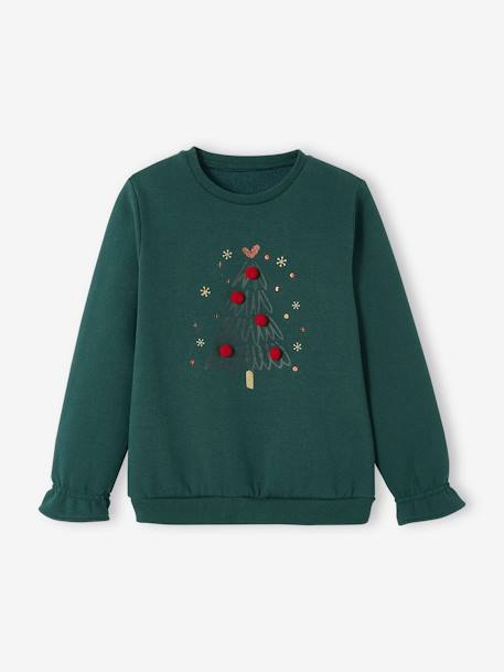 Mädchen Sweatshirt, Weihnachten tannengrün 
