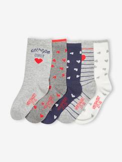 Fille-Lot de 5 paires de chaussettes coeurs fille BASICS