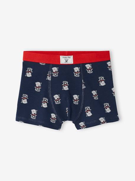 Lot de 5 boxers stretch 'pirates' garçon Lot marine et rouge 