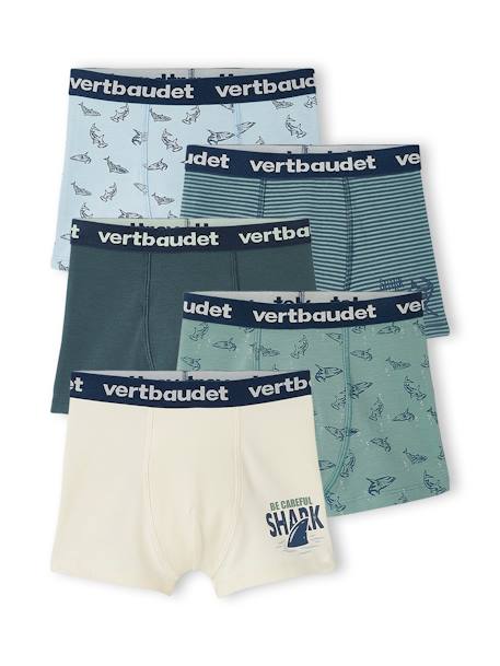 Lot de 5 boxers stretch 'requins' garçon Lot bleu 