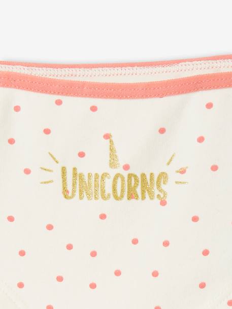 Lot de 5 shorties licorne fille BOUTON DE ROSE IMPRIME 