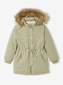 Fille-Manteau, veste-Manteau, parka, blouson-Parka à capuche à pois irisés fille