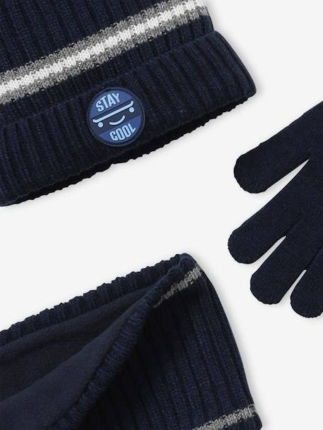 Jungen Set: Mütze, Loopschal & Handschuhe BASIC marine 