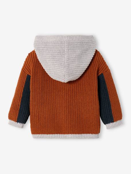 Gilet en tricot bébé avec capuche rouille 