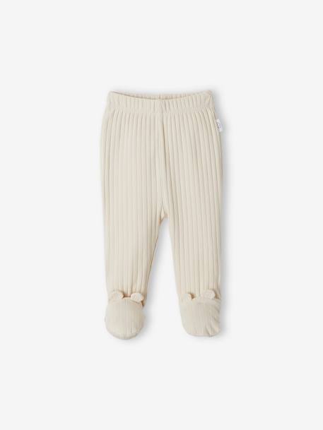 Lot de 2 pantalons bébé avec pieds sable 