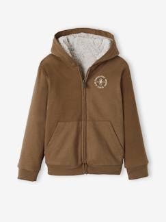 Junge-Jungen Kapuzensweatjacke, Teddyfleece-Futter