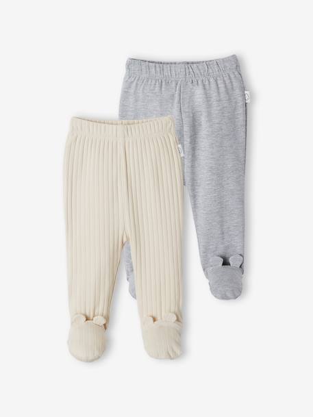 2er-Pack Baby Hosen mit Fuss sable 