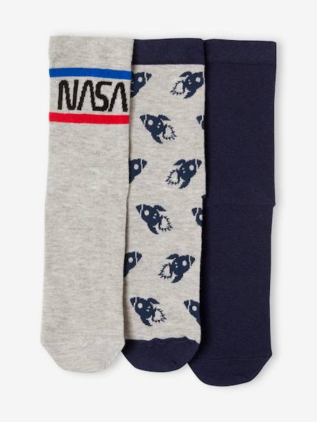 Lot de 3 paires de chaussettes NASA® BLEU FONCE UNI 