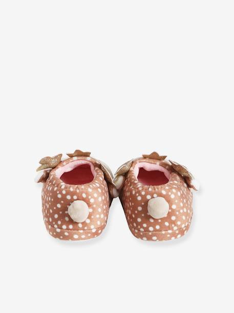 Chaussons esprit peluche fille biche beige 