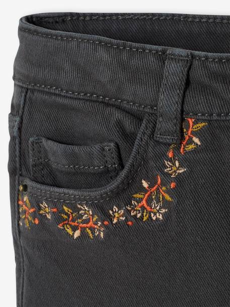 Pantalon flare brodé aux poches fille Denim black 