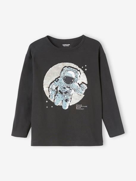 Jungen Shirt mit Wendepailletten anthrazit astronaut+grau meliert 