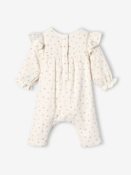 Baby Overall mit Volants elfenbein bedruckt 