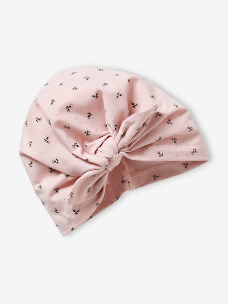 Ensemble bonnet + moufles + foulard bébé fille en maille imprimée personnalisable bois de rose 