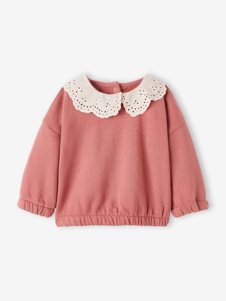 Baby Sweatshirt, Lochstickerei rosenholz 