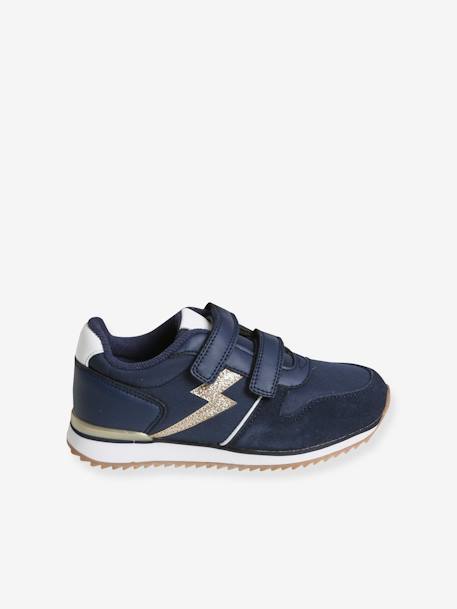 Baskets scratchées fille esprit running bleu marine 