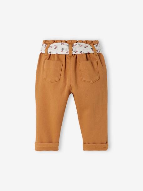 Pantalon avec ceinture en tissu bébé chaudron+vert grisé 