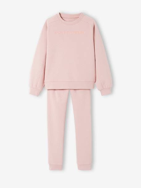 Ensemble sweat et jogging 'Move together' en molleton fille rose 