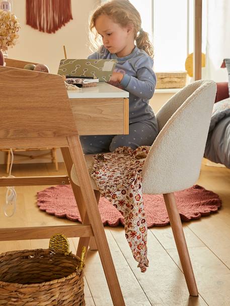 Kinder Stuhl mit Webpelz, Sitzhöhe 46 cm elfenbein 