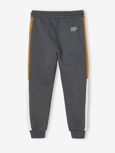 Pantalon jogging bandes côtés garçon gris anthracite+noir 