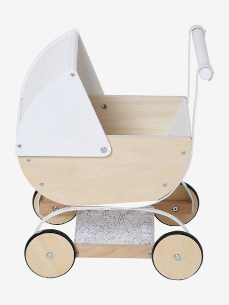 Puppen-Kinderwagen aus Holz FSC® weiss 