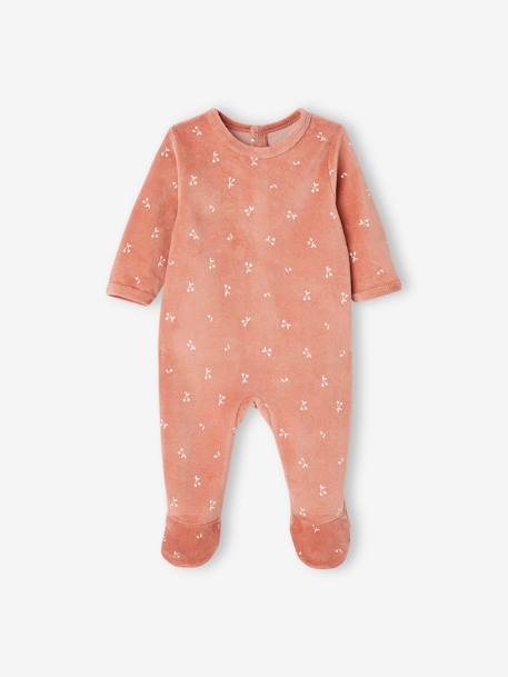 Lot de 3 pyjamas en velours bébé ouverture dos BASICS lot blush foncé 