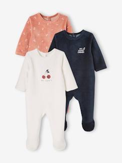 Lot de 3 pyjamas en velours bébé ouverture dos BASICS