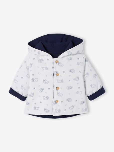 Wendbare Baby Jacke mit Kapuze elfenbein+tintenblau 