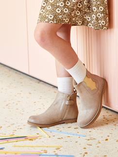 Soldes vertbaudet-Chaussures-Boots cuir fille zippées et élastiquées