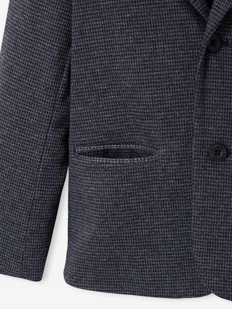 Veste à carreaux en lainage garçon avec badge brodé CARREAUX GRIS 