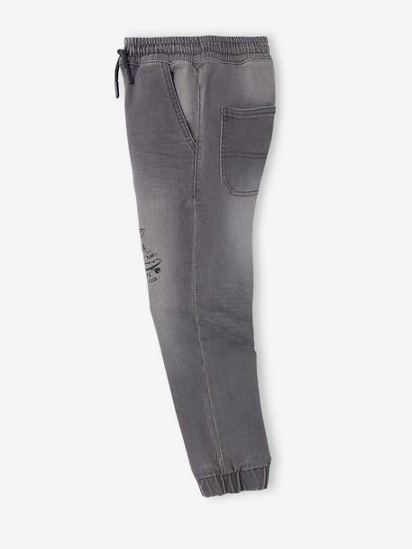 Pantalon en molleton effet denim facile à enfiler garçon DENIM GRIS CLAIR+stone 