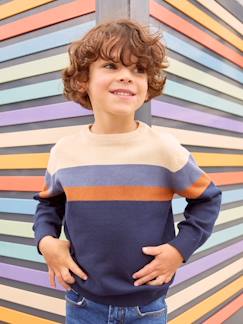 Sommer in Sicht-Junge-Pullover, Strickjacke, Sweatshirt-Jungen Feinstrickpullover mit Streifen