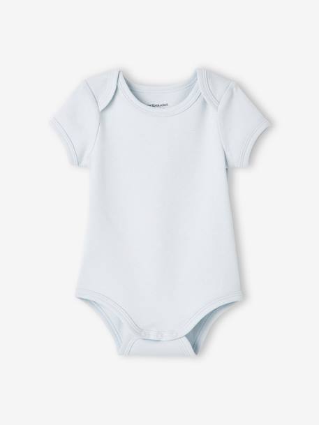 Lot de 7 bodies manches courtes ouverture US bébé BASICS lot bleu 